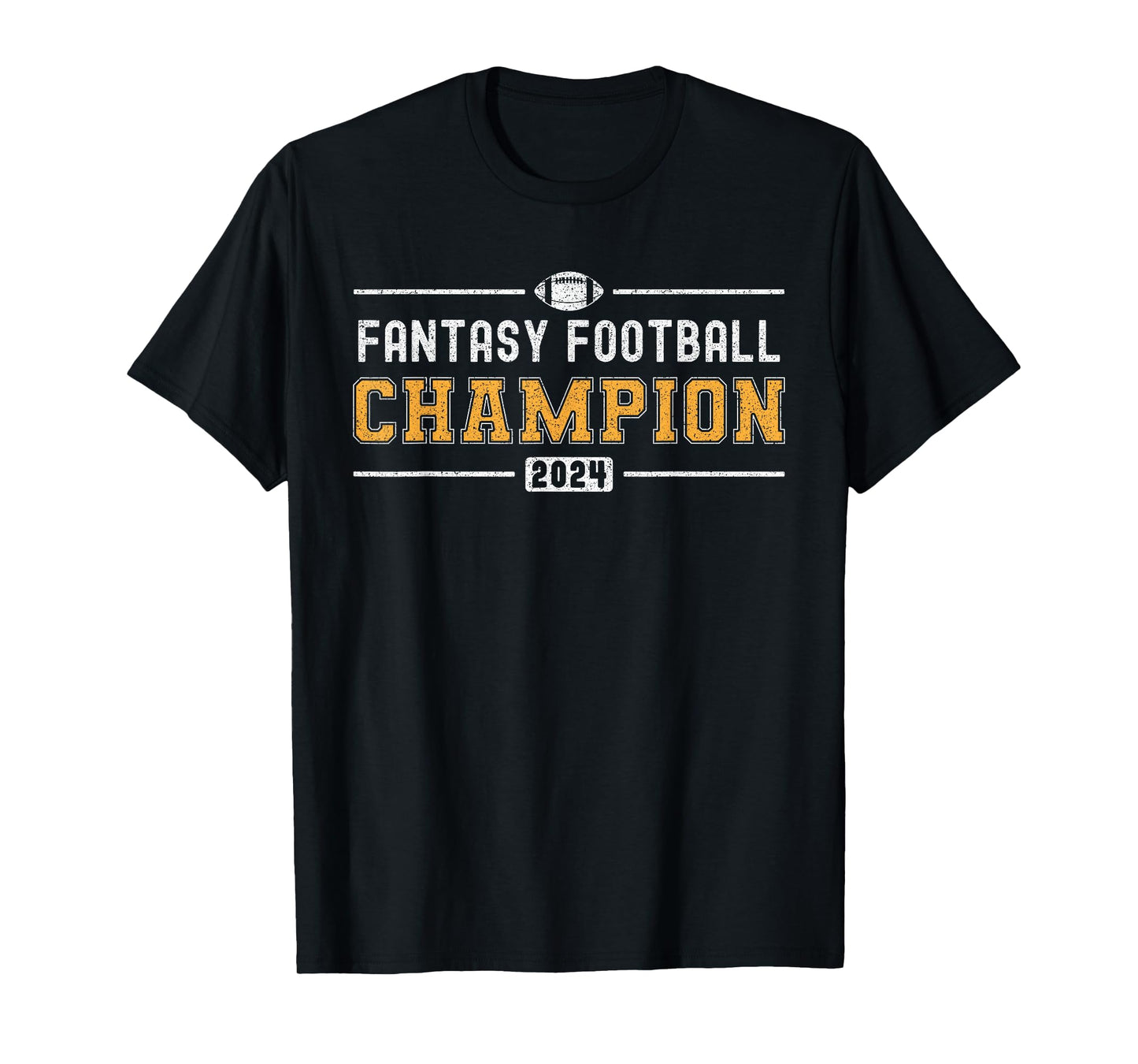 Varsity Fantasy Football Champion 2024 Winner T-Shirt - Unisex Adults, Black, Small, Short Sleeve