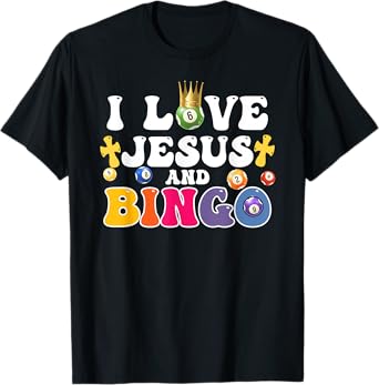 I Love Jesus And Bingo Christian Cross Board Games T-Shirt
