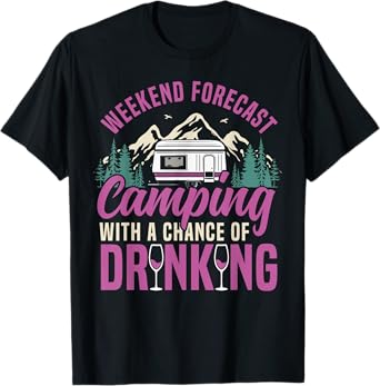 Motorhome Camping Retro Beer Weekend Forecast Camping with A T-Shirt