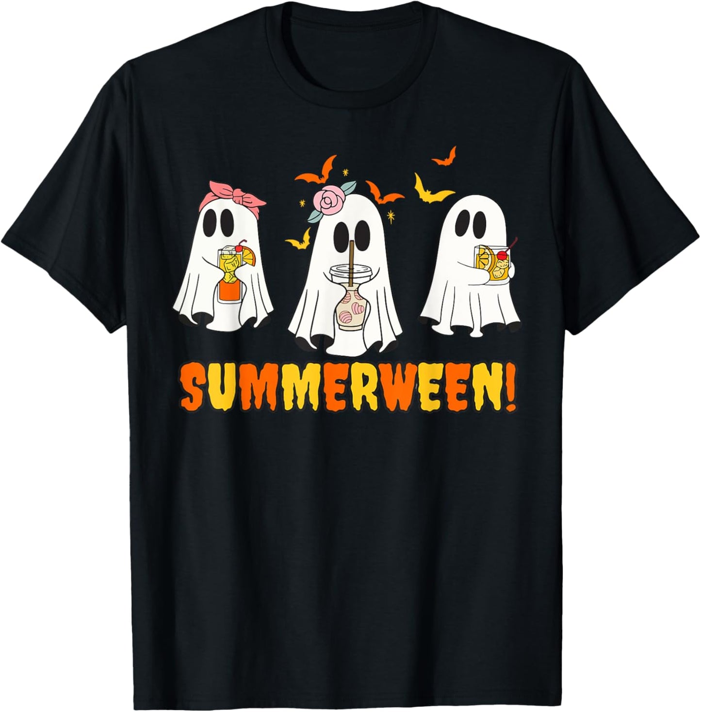 Summerween Skeleton Ghost Beach Party Halloween Vibes T-Shirt