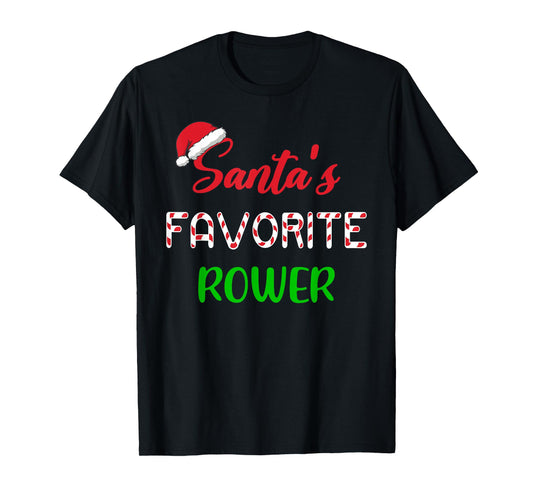 Santas Favorite Rower Funny Rowing Christmas T-Shirt
