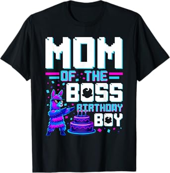Mom Of The Boss Birthday Boy Llama Pinata Family Party T-Shirt