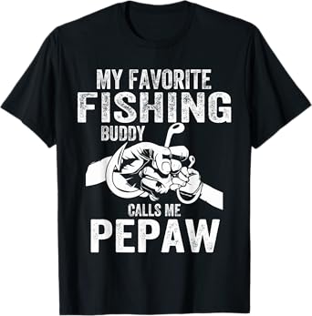 Mens My Favorite Fishing Buddies Call Me Pepaw Fisherman T-Shirt