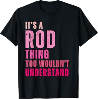 Rod Personalized Names Apparel Vintage Unisex T-Shirt, Black, Small, Short Sleeve, Letter Print, Vintage Design