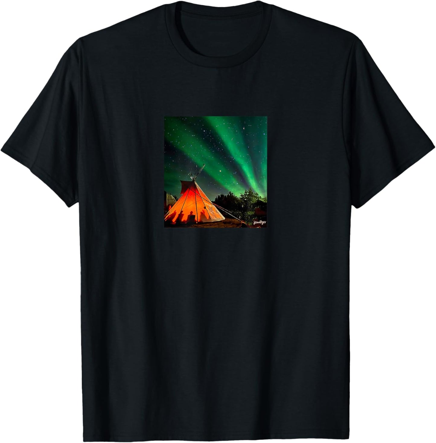 Native American Teepee Northern Lights Sky T-Shirt