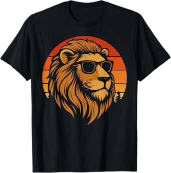 Cool Lion With Sunglasses Retro Jungle T-Shirt