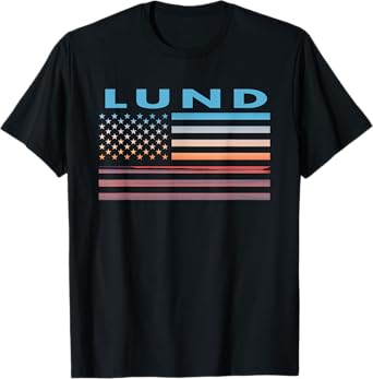 Vintage Sunset American Flag Lund, Wisconsin T-Shirt