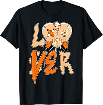 Orange Loser Lover Pink Drip Heart Matching Tee Men Women T-Shirt