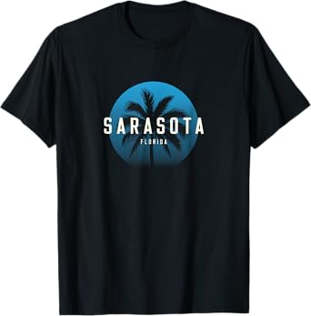 Sarasota FL Vintage Palm Tree Beach Design T-Shirt for Men Women Girls Kids