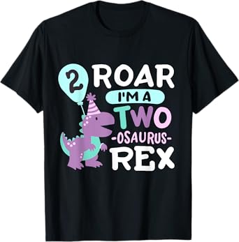 2nd Birthday Dinosaur T Rex Two Osaurus 2 Years Old Kids T-Shirt