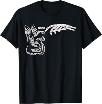 Cute Dog Skeleton Hand Boop Halloween Women Girls Kids T-Shirt