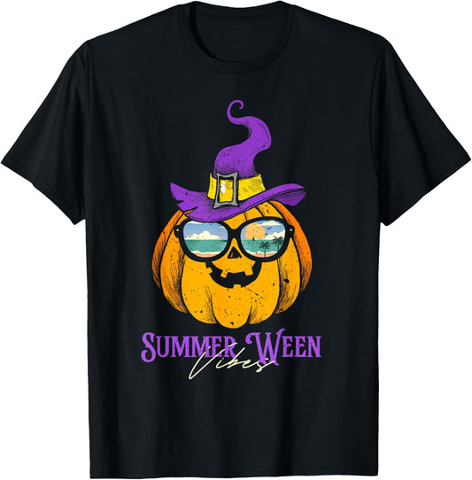 Summer Ween Vibes Halloween Summer Pumpkin Sunglasses T-Shirt