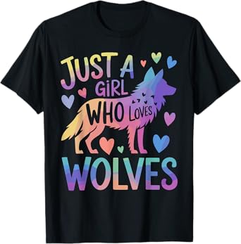 Funny Wolf Art For Women Girls Howling Wolf Pack Wolf Lover T-Shirt