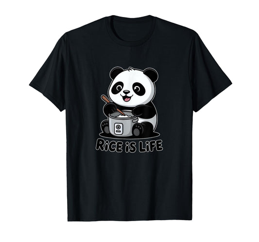 Panda Bear Rice Cooker Rice Is Life T-Shirt