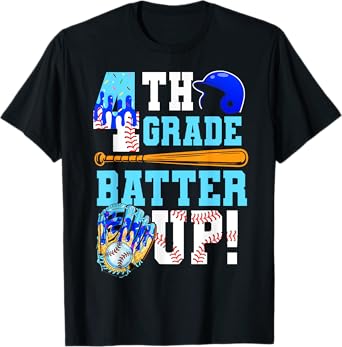4th Grade Back To School Baseball Drip Ice Cream Batter Up T-Shirt