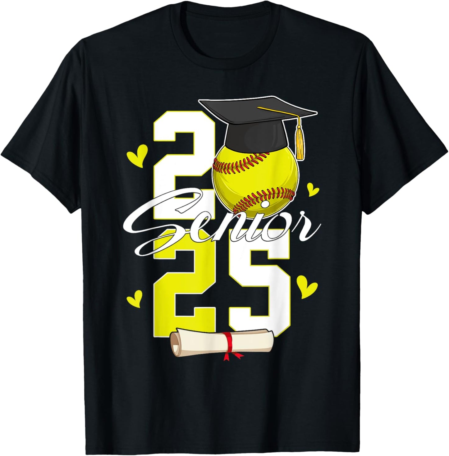 Funny Senior 2025 Class Of 2025 Graduation Softball Boys T-Shirt