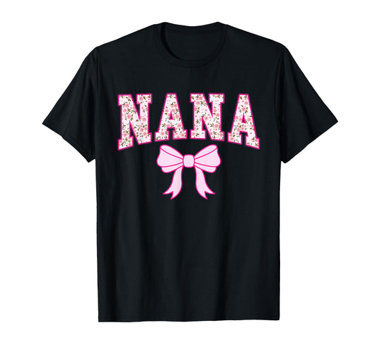Nana Coquette Bow Pink Aesthetic Mother's Day Grandma Life T-Shirt