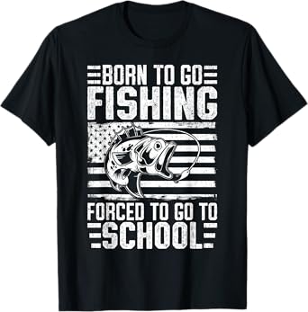 Born To Go Fishing Bass Fish Fisherman Boy Kid Funny Fishing T-Shirt