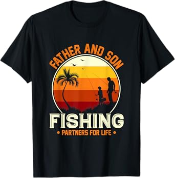 Father and Son Retro Fishing Design Partner for Life T-Shirt