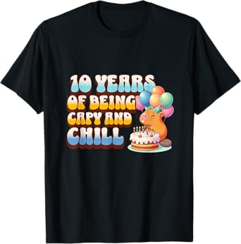 10 Years Capy Bday Capybara 10th Birthday Party Kids T-Shirt