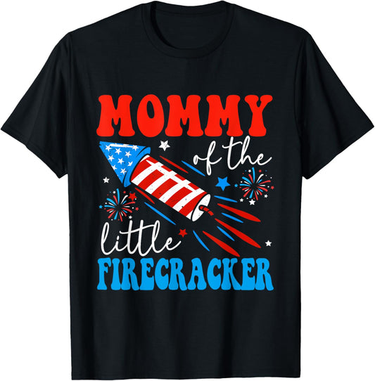 Mommy Of The Little Firecracker 4th of July Birthday Party T-Shirt