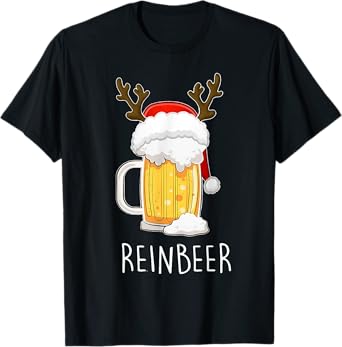 Reinbeer Winedeer Beer Wine Reindeer Christmas Xmas Couples T-Shirt