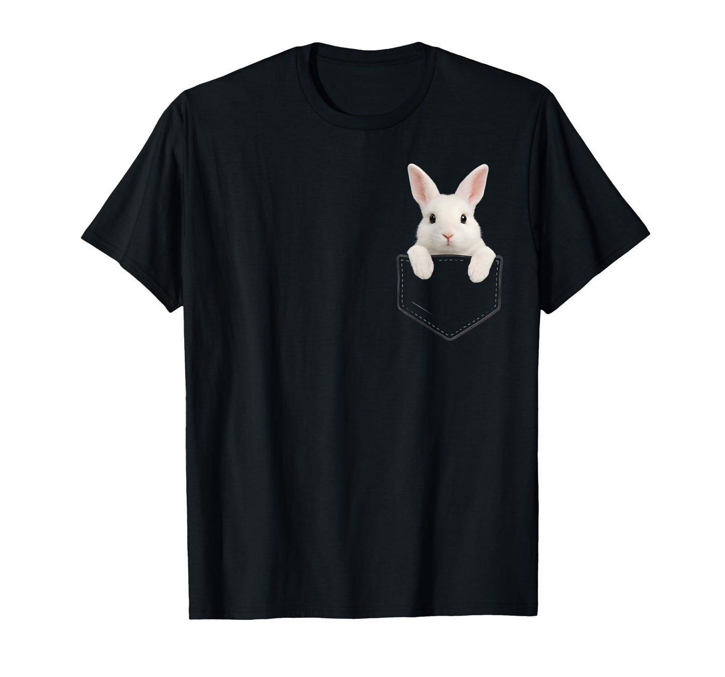Cute Bunny Pocket Rabbit Easter Men Women Boys Girls Kids T-Shirt - T-Shirt | Black