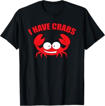 I Got Crabs Crab Gift T-Shirt - Black, Unisex Kids, Fishing, Cartoon Crab Design