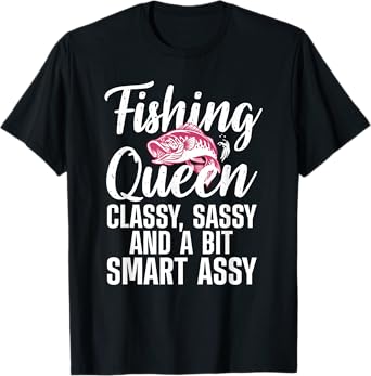 Funny Fishing Queen Design For Women Ladies Fishing Lovers T-Shirt