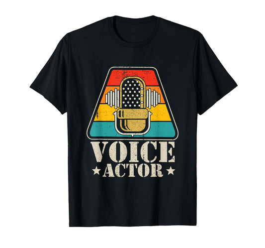 Voice Actress & Voice Actor Gift Tee Unisex-Adults & Unisex-Kids Retro Vintage Voice-Over Artist / Voice Acting T-Shirt Black Small Short Sleeve T-Shirt
