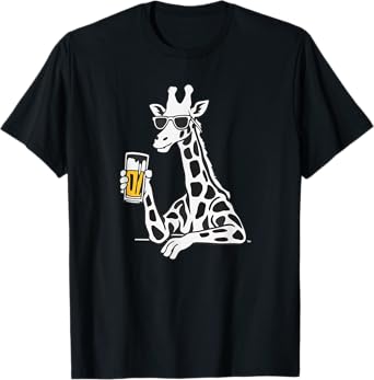 Cool Sunglasses Giraffe Drinking Beer Giraffes T-Shirt
