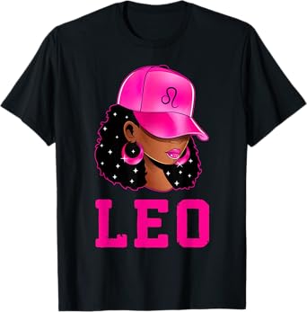 Leo Queen Sassy Black Woman Afro Girl Zodiac Sign T-Shirt