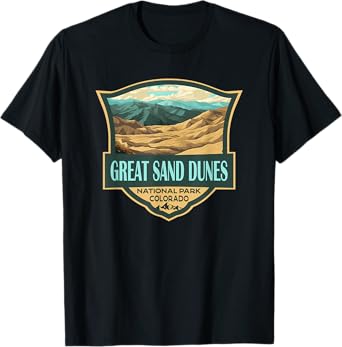 Great Sand Dunes National Park Illustration Retro Badge T-Shirt