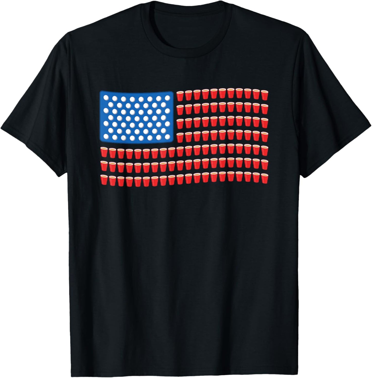 Funny 4th of July Beer Pong American Flag T-Shirt