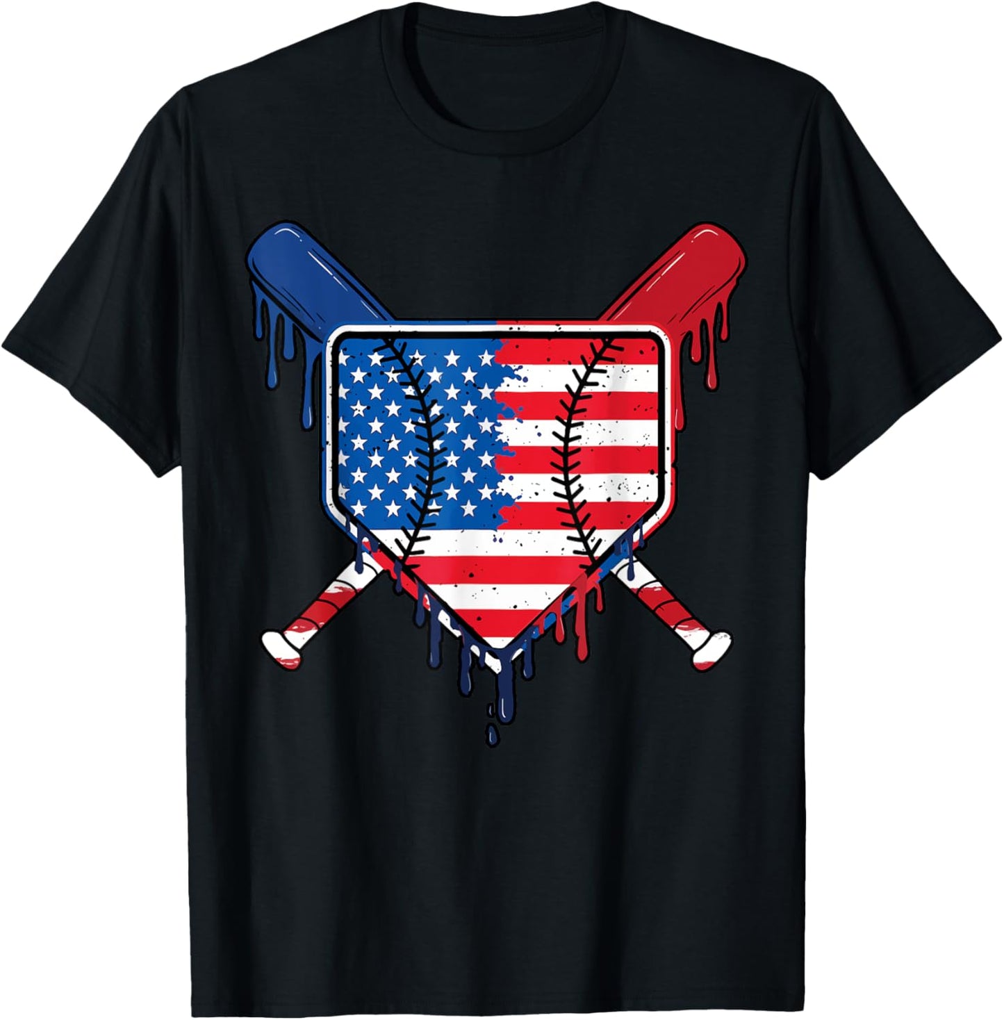 Baseball Drip Boys Ice Cream Patriotic American Flag T-shirt