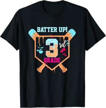 Batter Up 3rd Grade Baseball Back To School First Day Boys T-Shirt