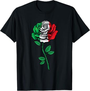 Cool rose flower italian flag rose lovers T-Shirt