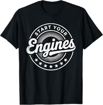 Start Your Engines Vintage Checkered Flag Race Car T-Shirt