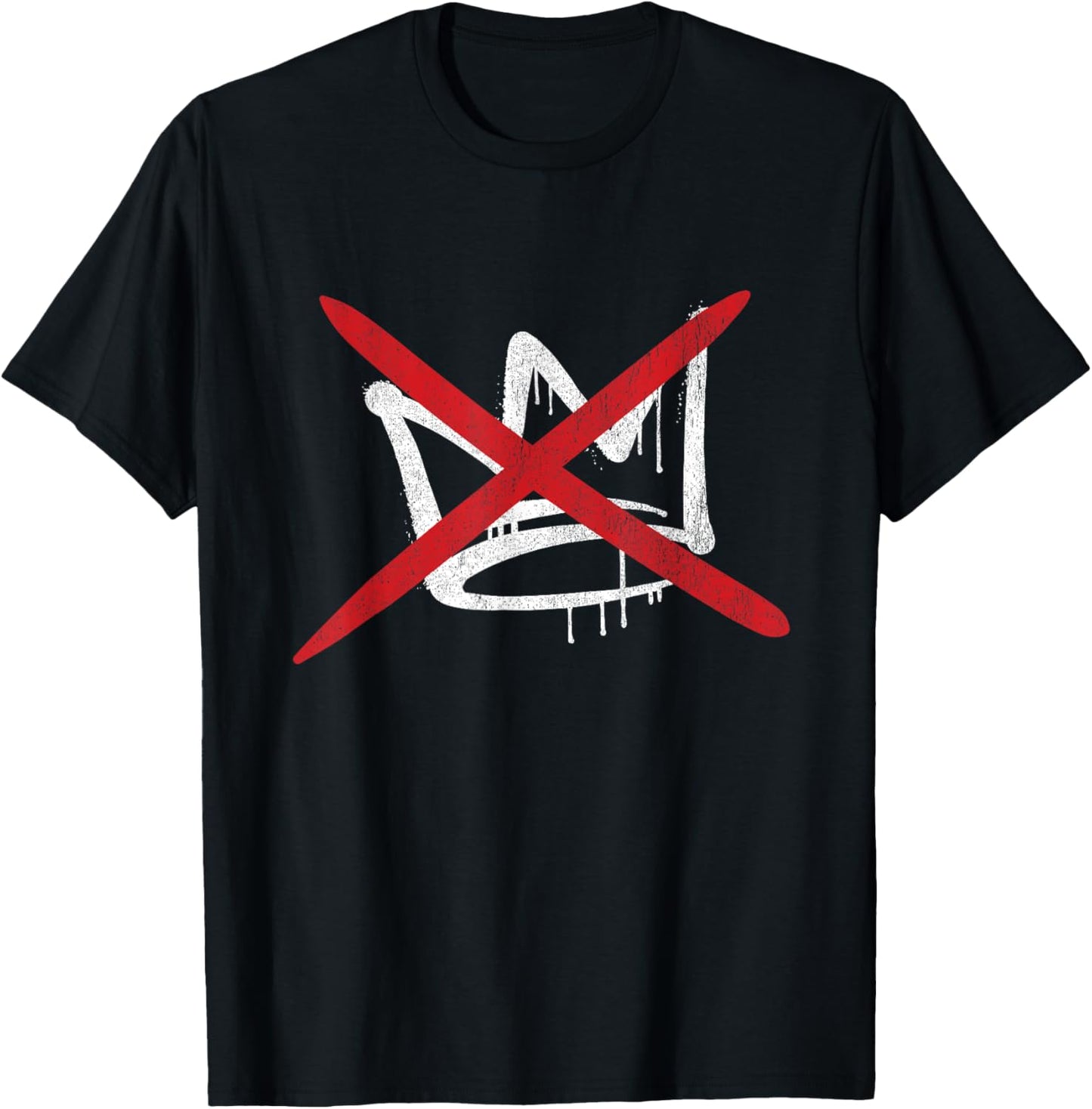 Street Art Crown Red X Graphic Tee Shirt