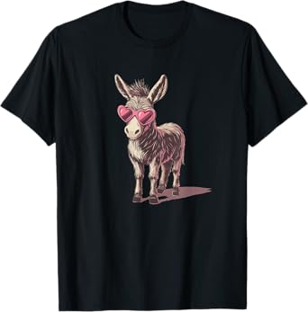 Funny Heart Sunglasses and Lovely Donkey Costume T-Shirt