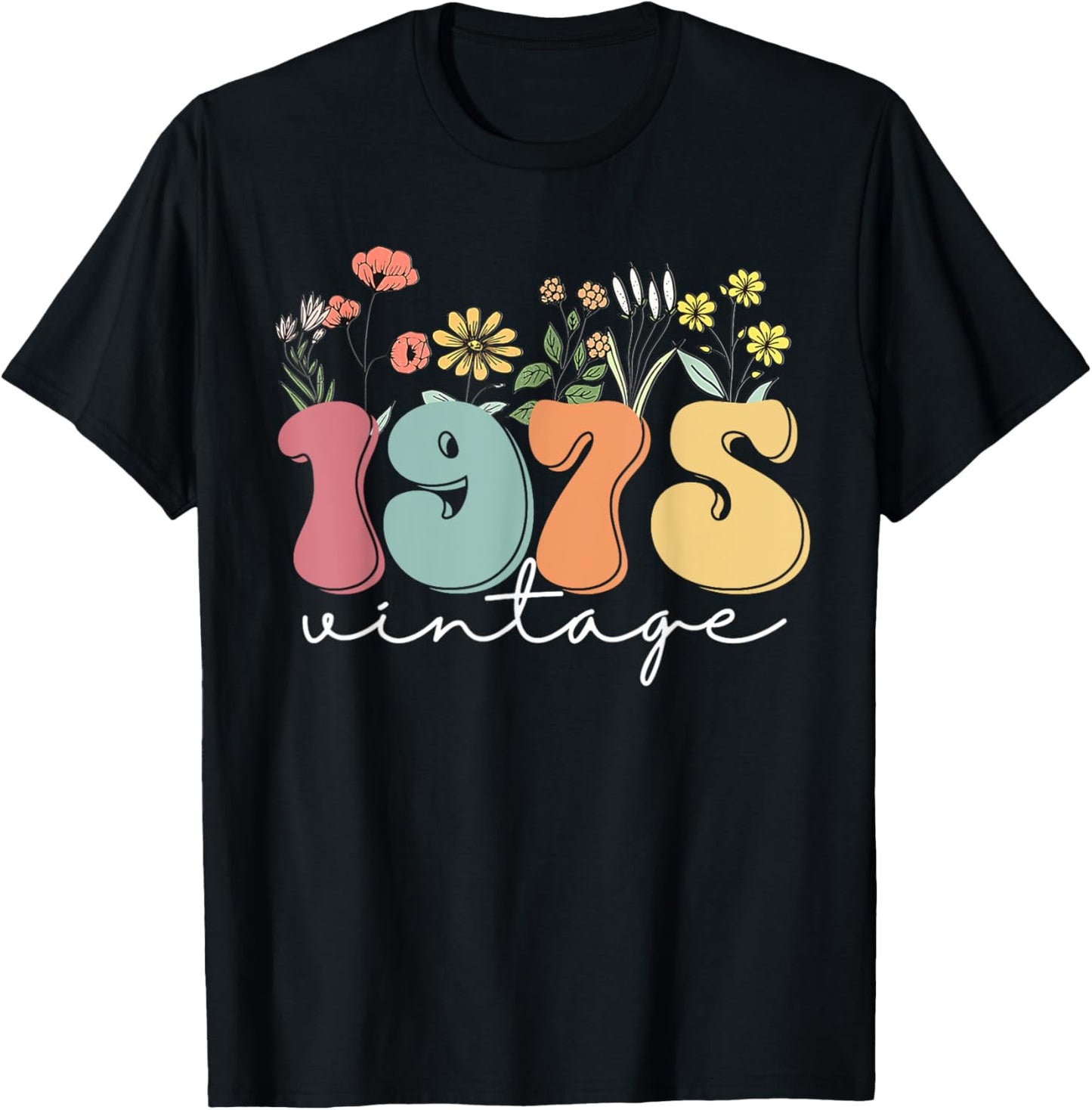 Vintage 1975 Retro Flower 50th Birthday 50 Year Old Women T-Shirt