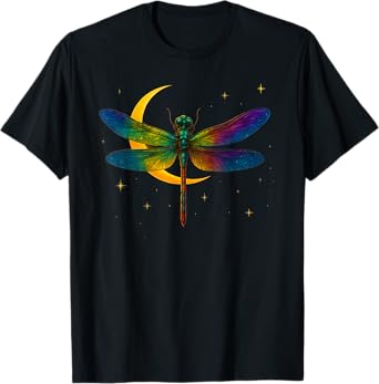 Funny Dragonfly Moon Nature Floral Summer Cottagecore Insect T-Shirt