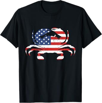 American Flag Crab Blue Crab Seafood USA Crab Meat Lover T-Shirt