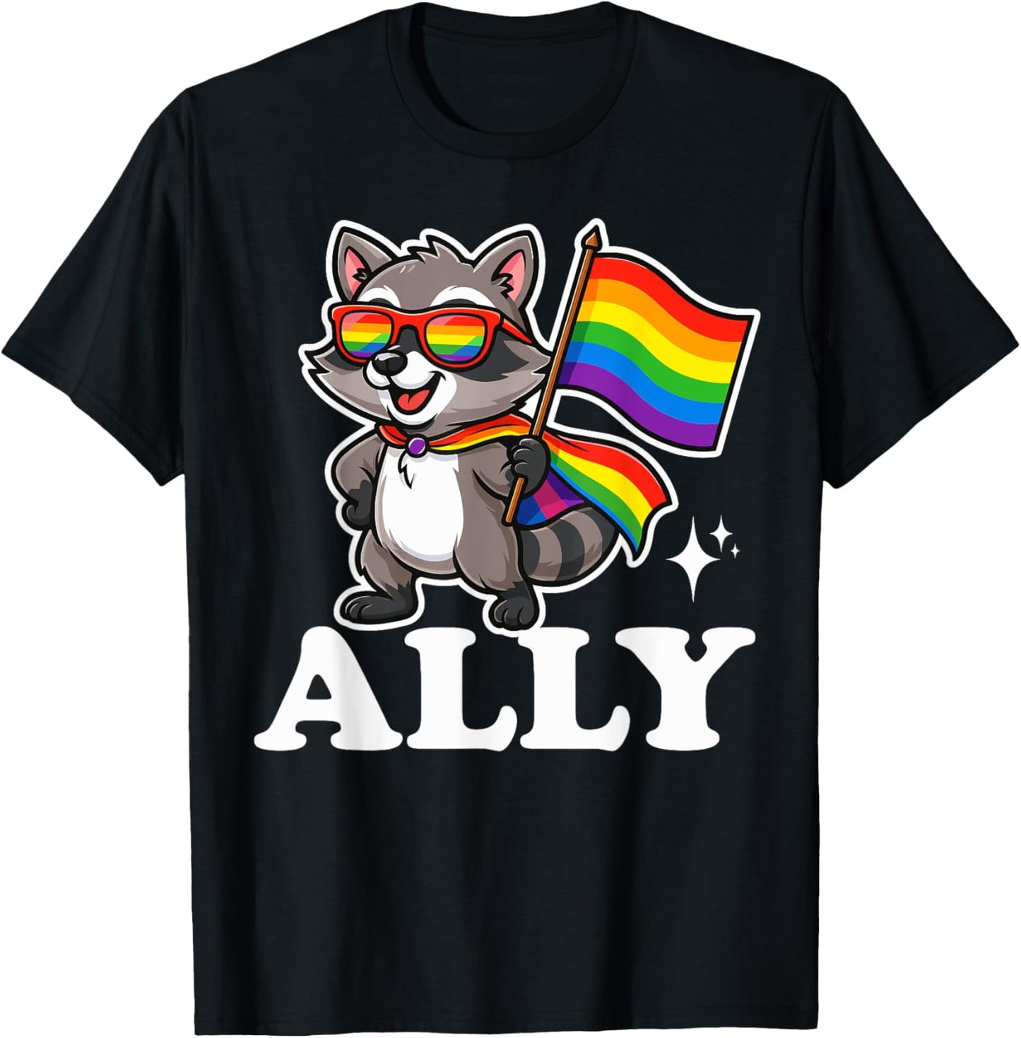 Ally Raccoon Gay Pride Rainbow Flag LGBTQ T-Shirt