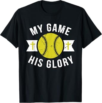 Inspirational Christian Messages Softball Graphic With Cross T-Shirt