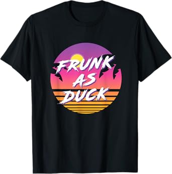 Frunk as Duck, Beer Drinking Drunk Party 1980s Colorful Rad T-Shirt