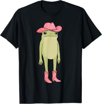 Western Country Cowgirl Rodeo | Funny Cowboy Frog Cartoon T-Shirt