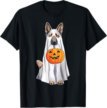German Shepherd Ghost Pumpkin Halloween Costume Fall T-Shirt