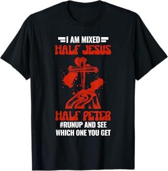Mixed Half Jesus and Half Peter Christians T-Shirt