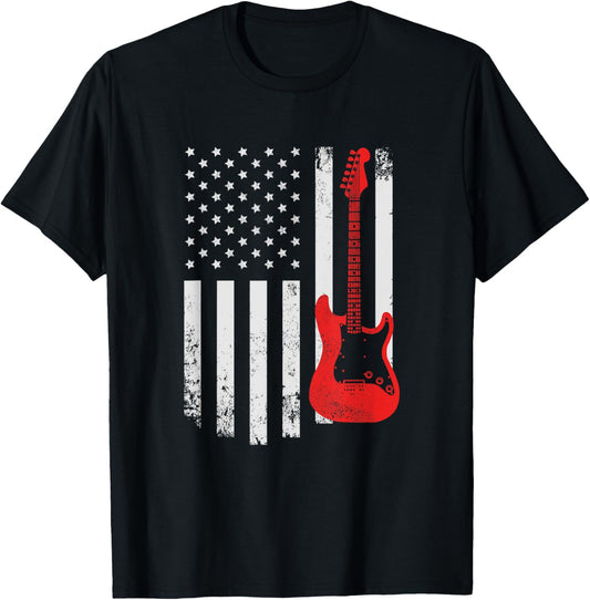 Guitar American Flag Guitar Player Guitarist Country Music T-Shirt